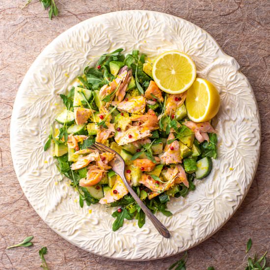 Salmon and Avocado Salad with Lemon