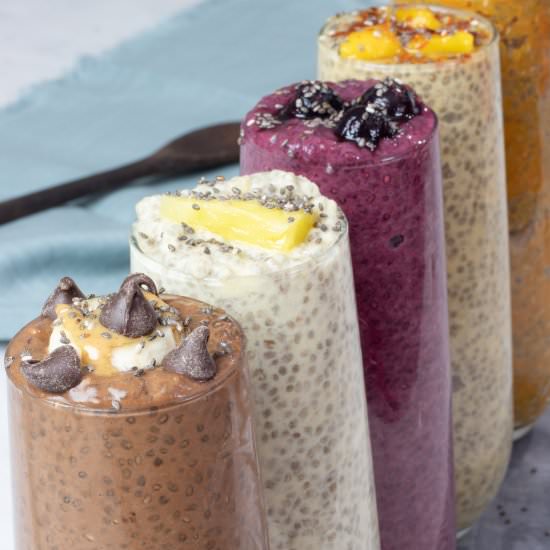 Vegan GF Chia Seed Pudding 5 Ways