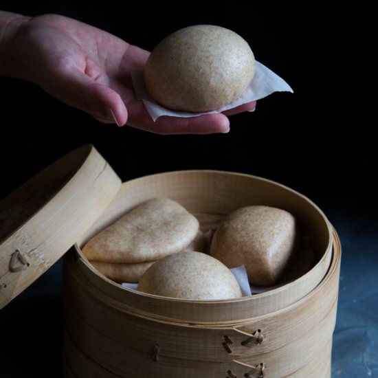 Soft fluffy whole wheat steamed bun