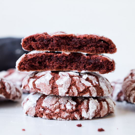 Red Velvet Crinkle Cookies