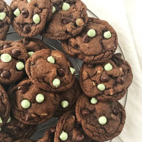 Double Chocolate Mint Chip Cookies