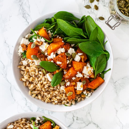 Pumkin Spinach and Feta Salad