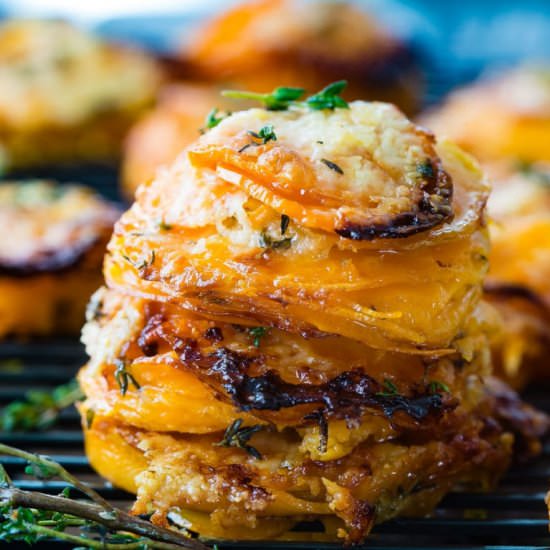 Cheesy Gruyere Sweet Potato Stacks