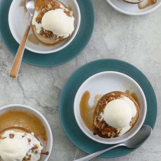 Baked Pears with Walnut Oat Crumble