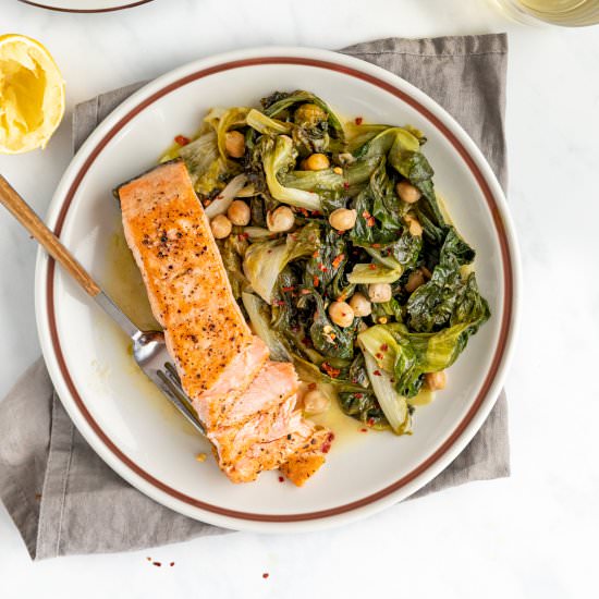 Salmon with Braised Escarole