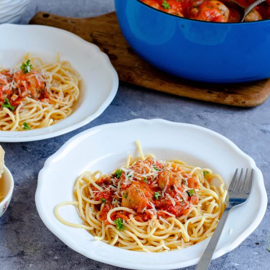 Spaghetti with Chicken Meatballs