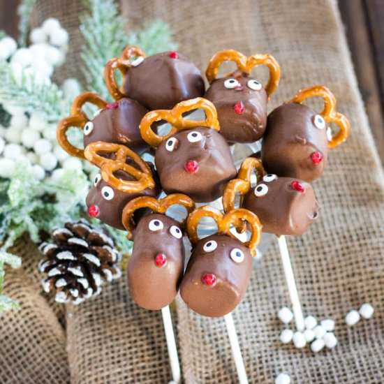 Chocolate Reindeer Marshmallow Pops