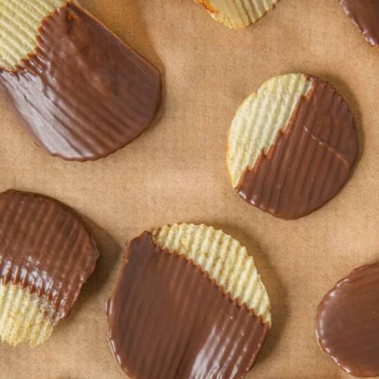 Chocolate covered potato chips
