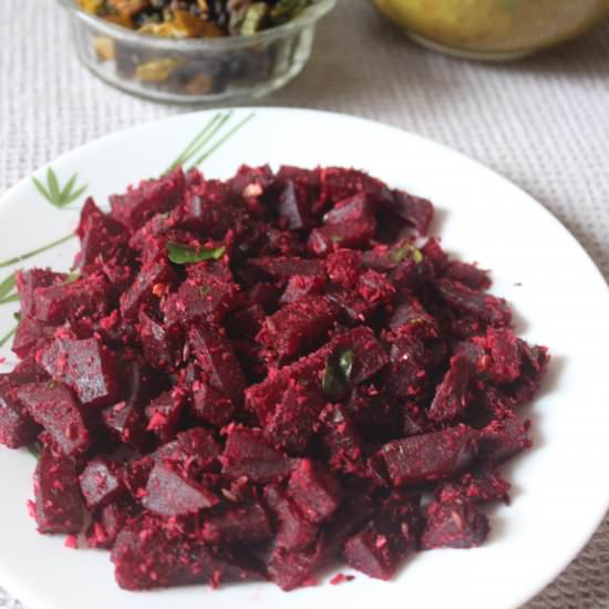 No Oil Beetroot Poriyal