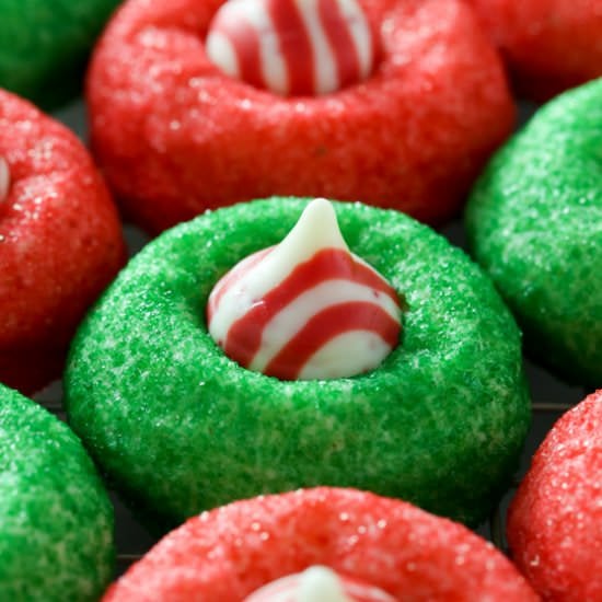 Candy Cane Peppermint Kiss Cookies