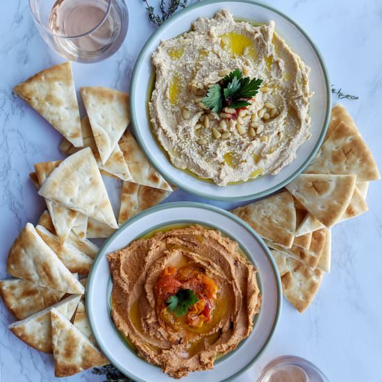 Roasted Garlic Hummus – Two Ways