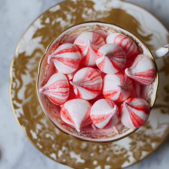 Candy Striped Meringue Cookies