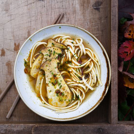 Asian mushroom noodle soup