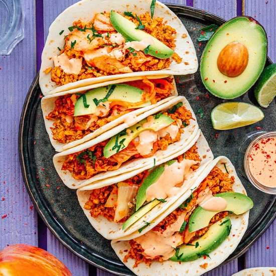 Kimchi Tempeh Tacos