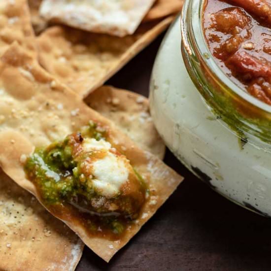 Tomato Ricotta Jam Jar Appetizer