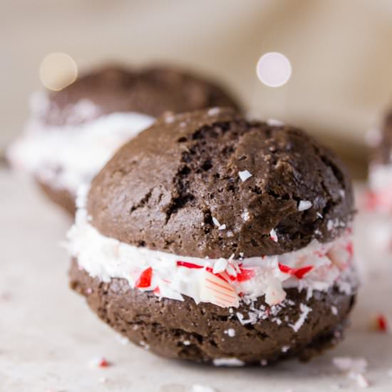 Peppermint Brownie Sandwich Cookies