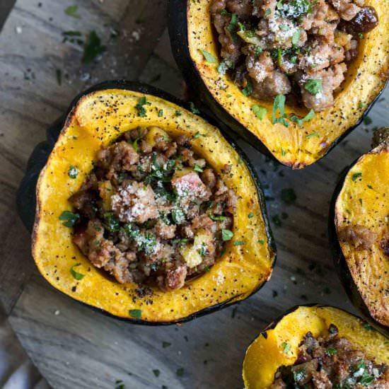 Sausage Stuffed Acorn Squash