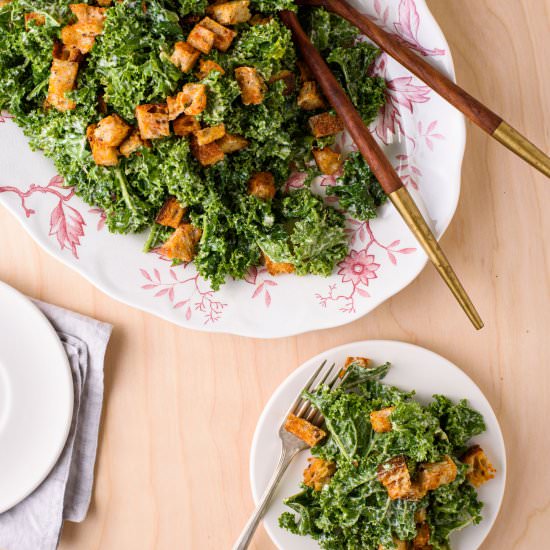Vegan Kale Caesar Salad