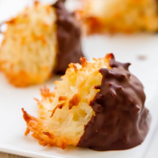 Chocolate Dipped Coconut Macaroons