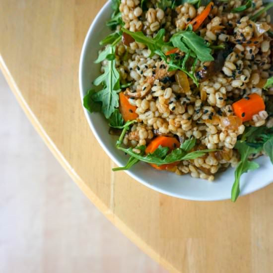 Miso Barley Pilaf with Mushrooms