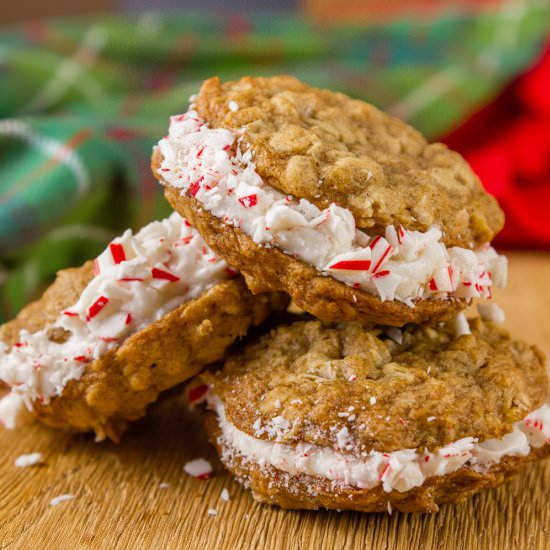 Peppermint Oatmeal Sandwich Cookies
