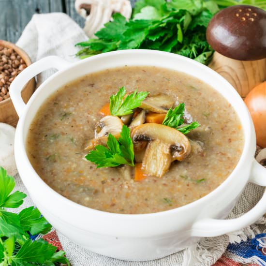 Creamy Buckwheat Soup with Mushroom