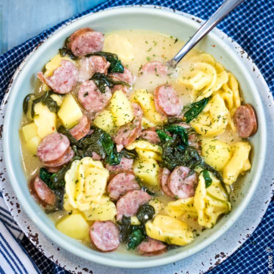Sausage, Spinach & Tortellini Soup
