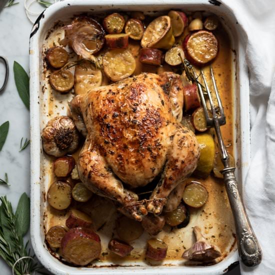 Buttered roast chicken
