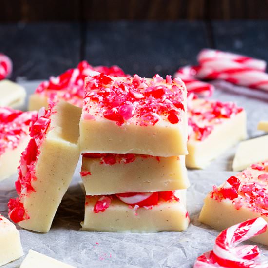 White Chocolate Candy Cane Fudge