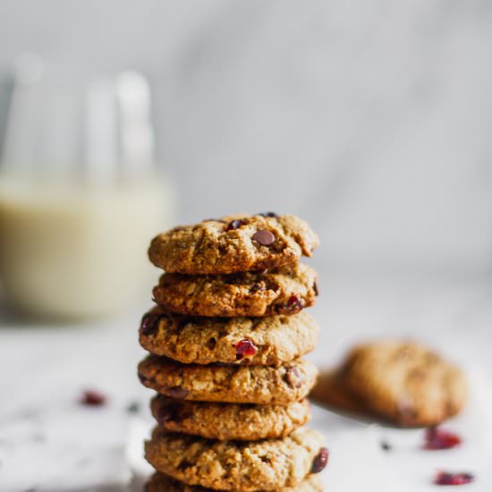 Vegan Oatmeal Cranberry Cookies
