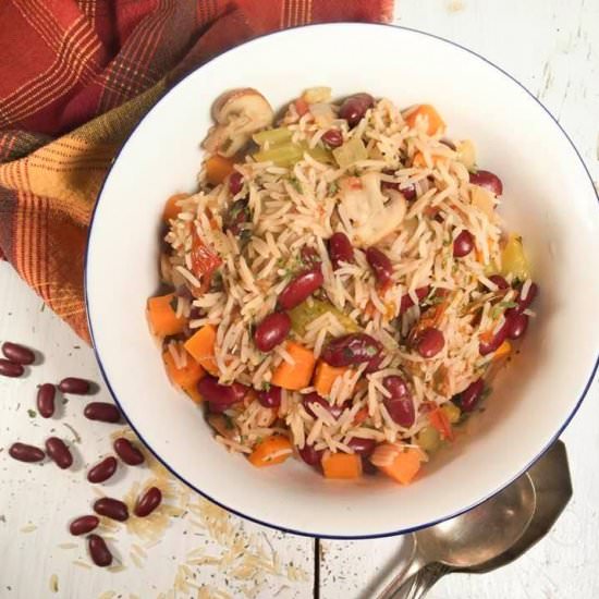 One pot bean & sweet potato rice