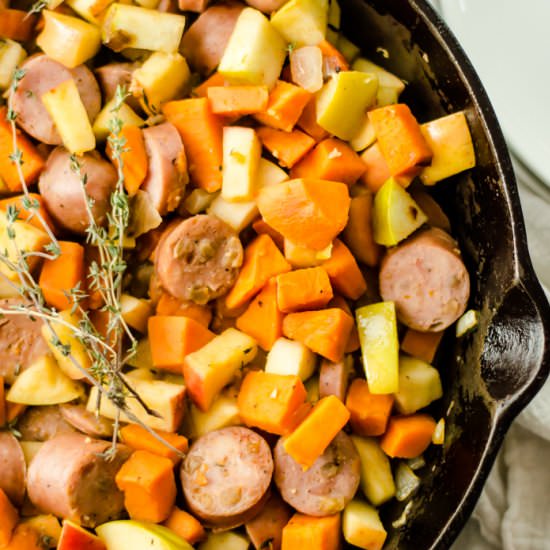 Sweet Potato Apple Sausage Skillet