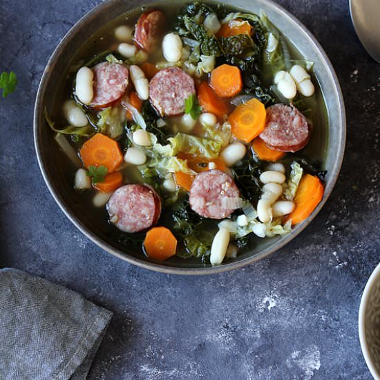 Smoked sausage & white beans soup