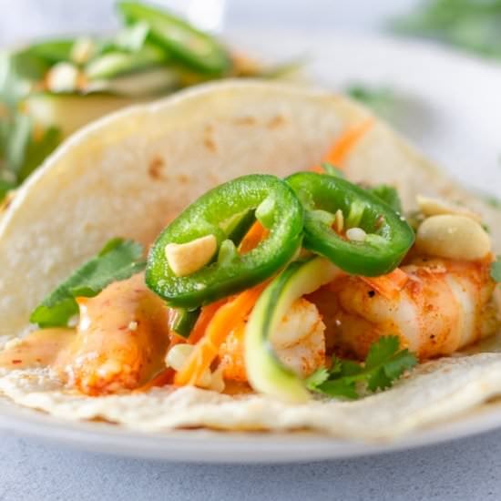 Thai Red Curry Shrimp Tacos