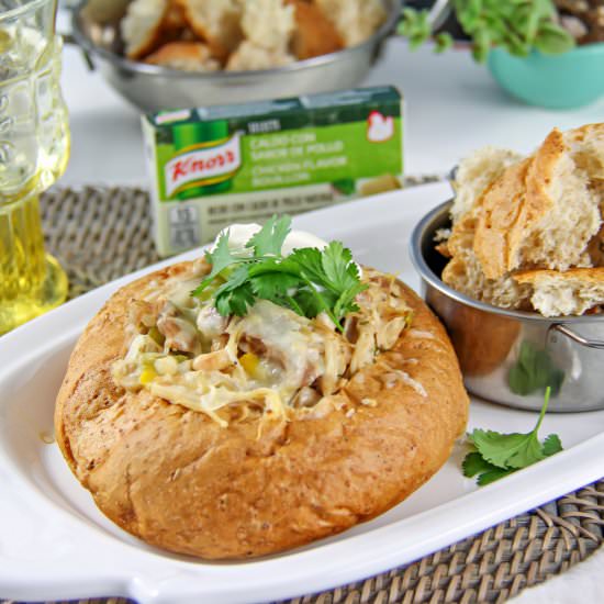 Chicken Chili Bread Bowls