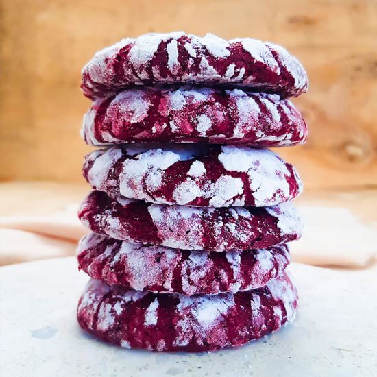 VEGAN RED VELVET CRINKLE COOKIES