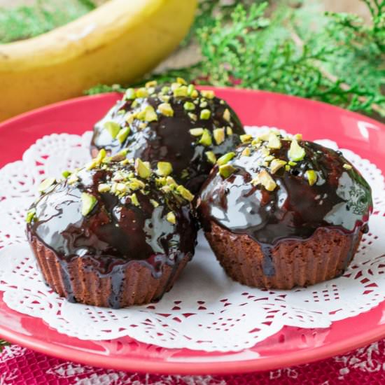 Chocolate Glazed Banana Muffins