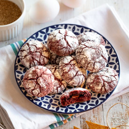 Red Velvet Crinkle Cookies