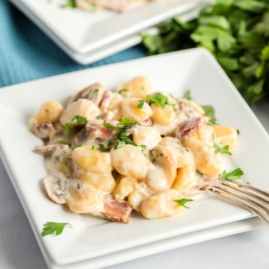 Creamy Mushroom and Bacon Gnocchi