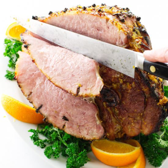 orange bourbon glazed ham