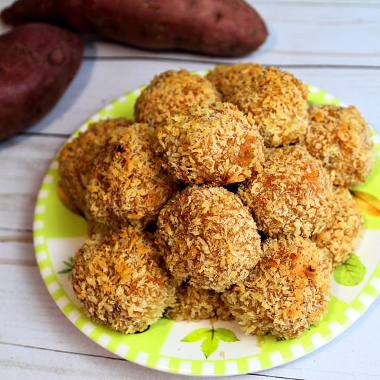 Oven-baked sweet potato cheese ball