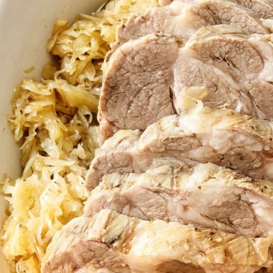 Crockpot Pork Roast and Sauerkraut