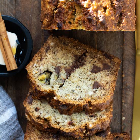 Coconut chocolate chip banana bread