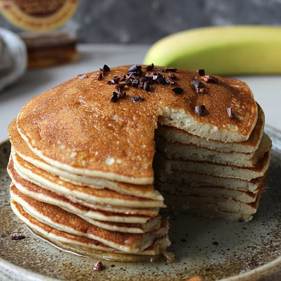 Fluffy blender banana pancakes