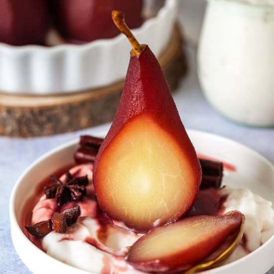 Spiced Red Wine Poached Pears