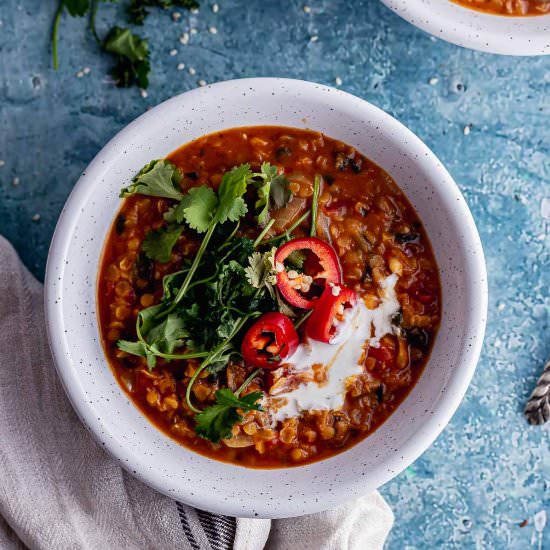 Spicy Lentil Soup with Coconut