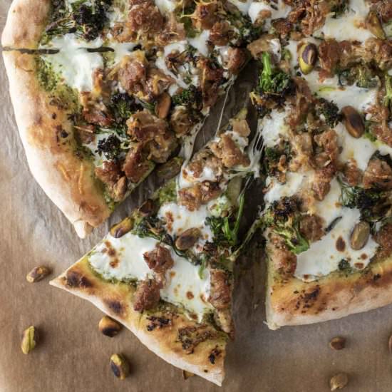 Broccoli Rabe Pest & Sausage Pizza