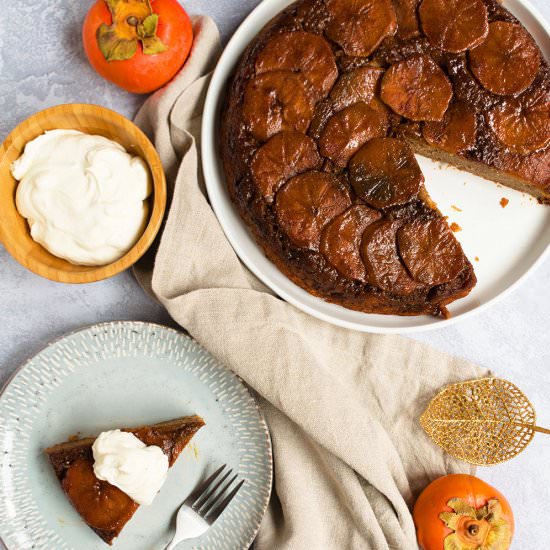 Upside down persimmon cake
