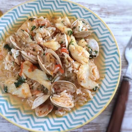 Cod rice with clams