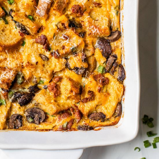 Strata with Sausage and Mushrooms